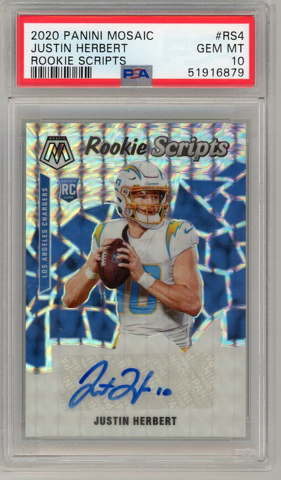 Sports Panini Justin Herbert 2020 Panini Mosaic Rookie Scripts Autograph PSA 10