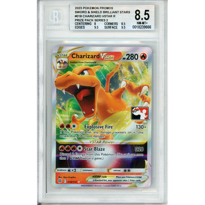 Pokémon Pokemon Graded: Charizard VSTAR 18/172 Prize Pack Series 2 (2023) Beckett 8.5