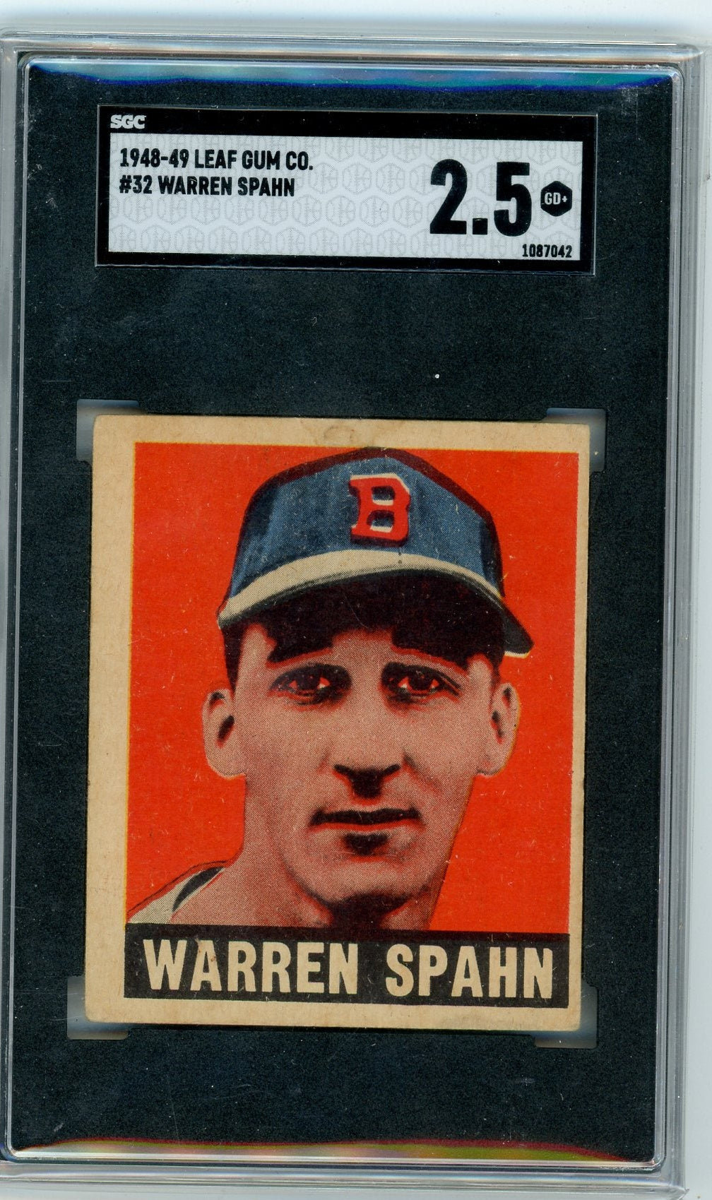 Baseball Warren Spahn 1948-49 Leaf Gum #32 SGC 2.5