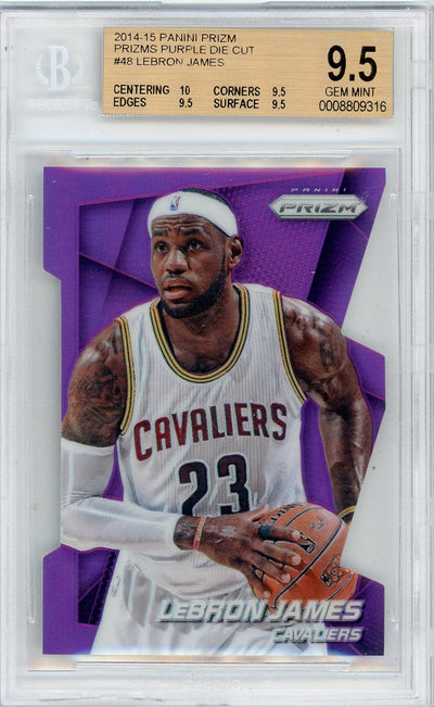 Basketball Panini Lebron James 2014-15 Panini Prizm Die-Cut Purple #'D 130/139 BGS 9.5