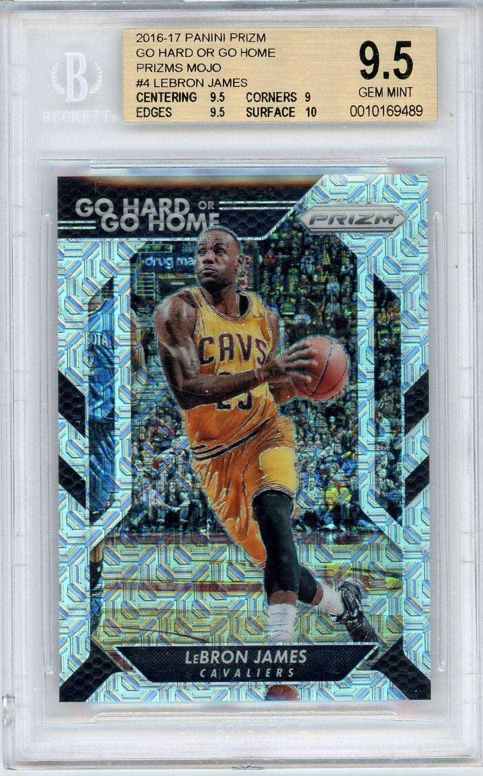 Basketball Panini Lebron James 2016-17 Panini Prizm Go Hard Or Go Home Mojo Prizm #’D 07/25 BGS 9.5