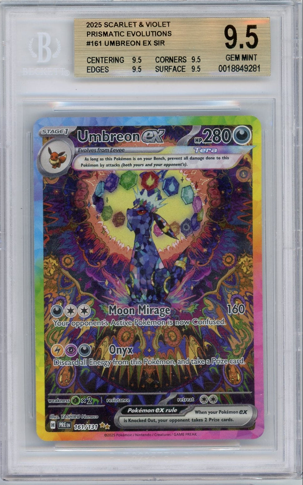 Pokémon Umbreon EX Pokemon Prismatic Evolutions Special Illustration Rare 161/131 BGS 9.5