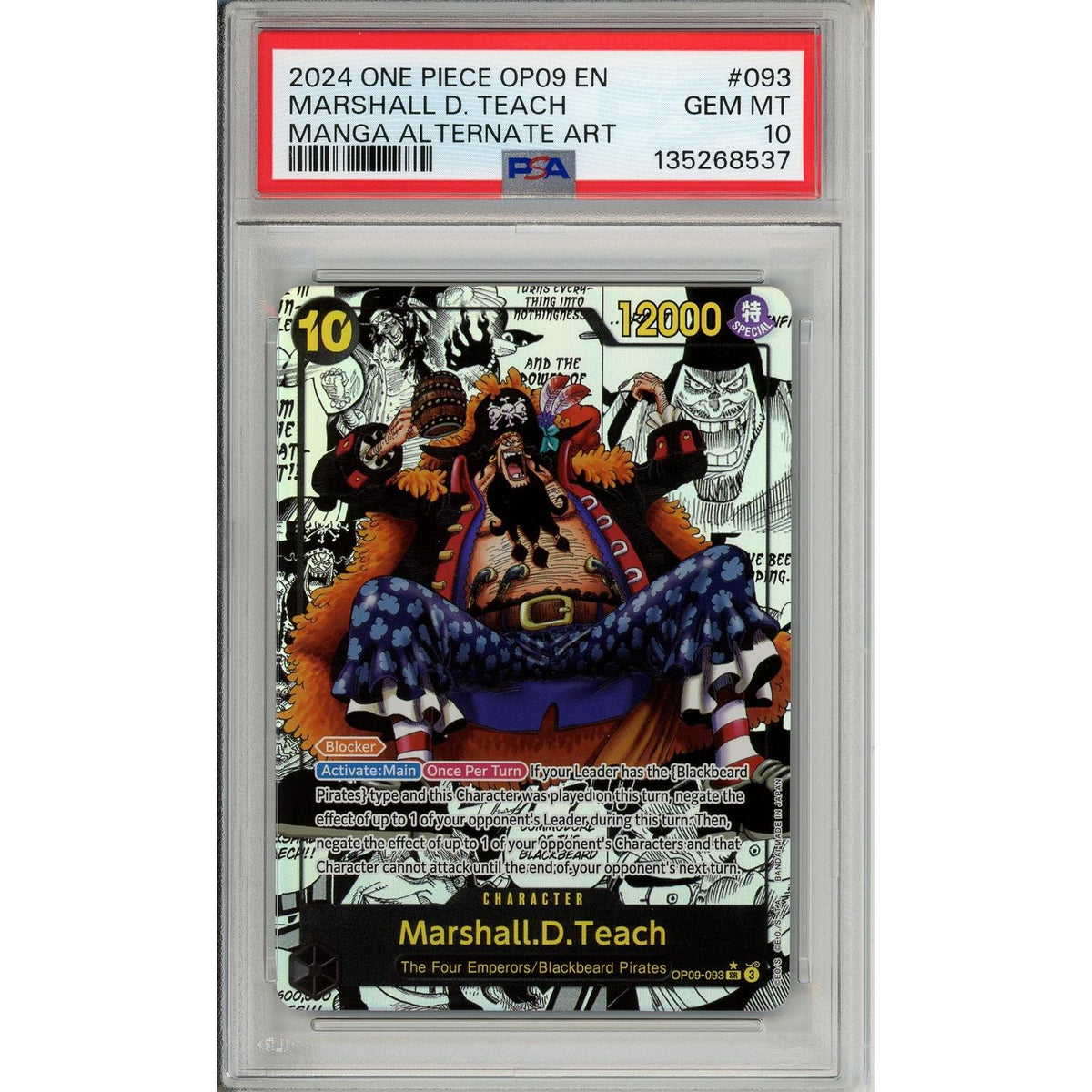 One Piece TCG One Piece Graded: Marshall D. Teach Manga Alt Art Op09-093 Emperors In The New World PSA 10