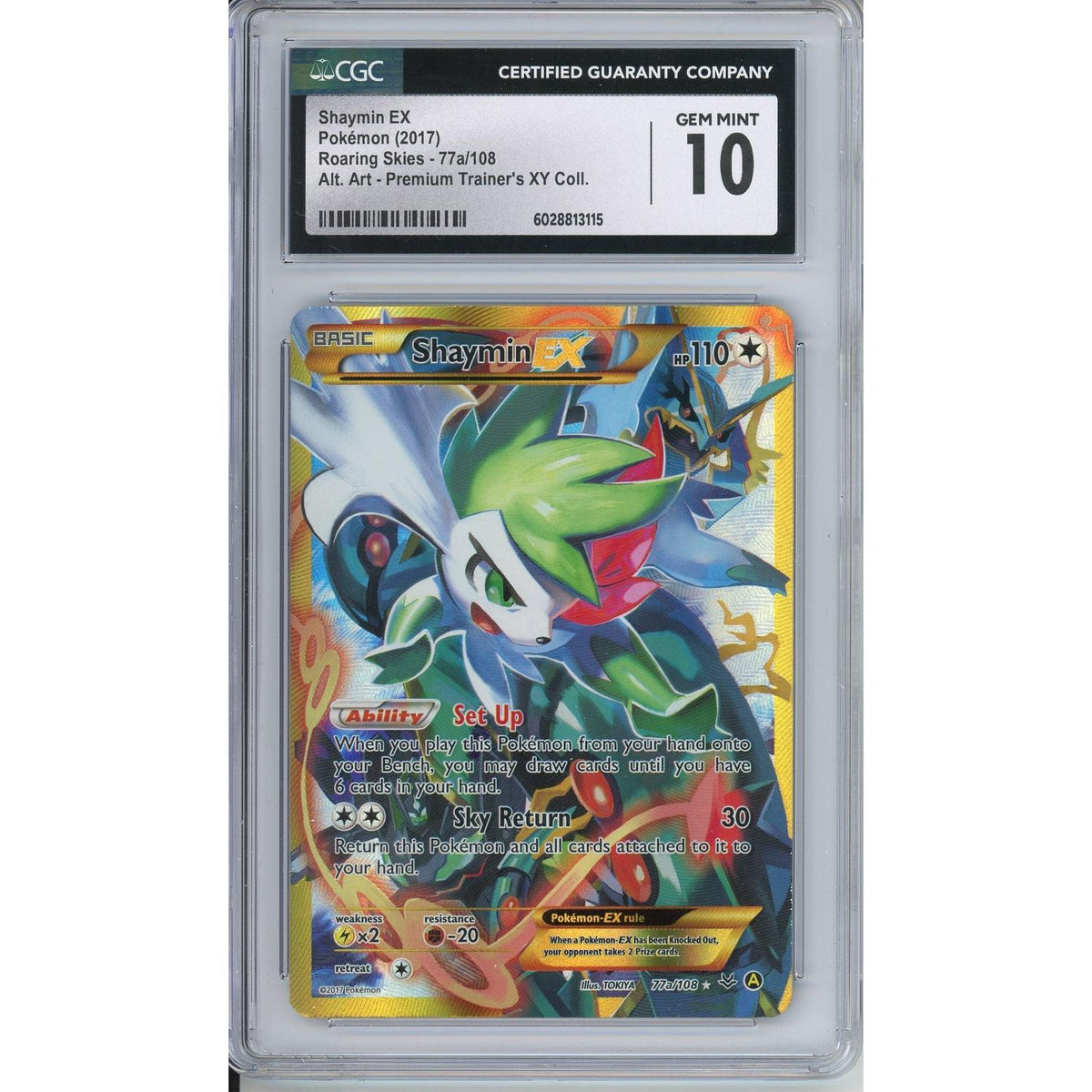 Pokémon Pokemon Graded: Shaymin EX 77a/108 Roaring Skies XY Premium Trainer Collection (2017) Alt Art Holo CGC 10