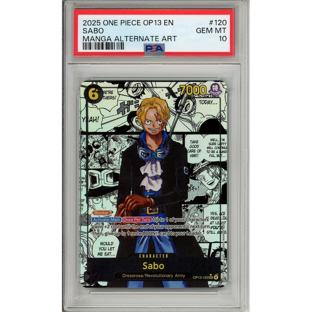 One Piece TCG One Piece Graded: Sabo Manga Alt Art Op13-120 Carrying On His Will PSA 10
