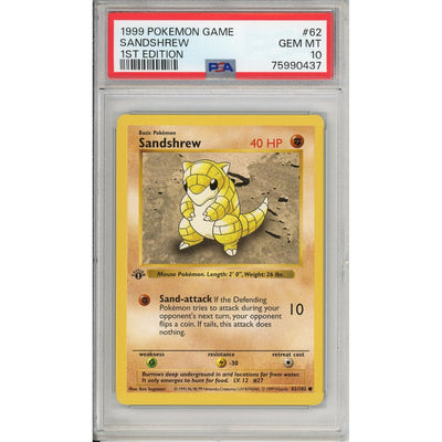 Pokémon Pokemon Graded: Sandshrew 1st Edition 62/102 Base Set (1999) PSA 10