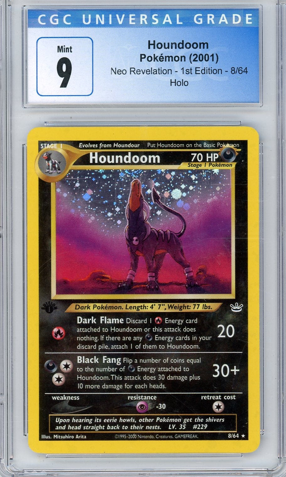 Pokémon Houndoom 2001 Pokemon Neo Revelation 1st Edition Holo #8/64 CGC 9