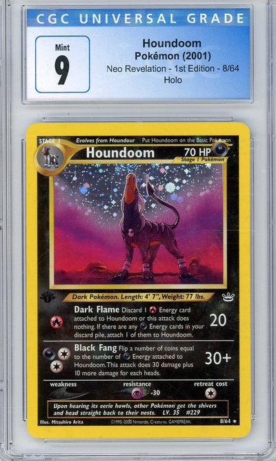 Pokémon Houndoom 2001 Pokemon Neo Revelation 1st Edition Holo #8/64 CGC 9