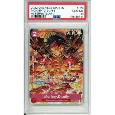 One Piece TCG One Piece Graded: Monkey D. Luffy Op01-024 Alternate Art PSA 10
