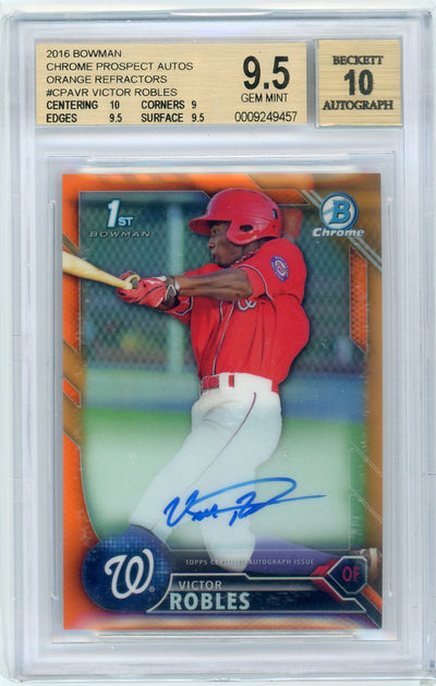 Baseball Bowman 2016 Bowman Chrome 1st Victor Robles /25 Orange Auto BGS 9.5/10 Nationals