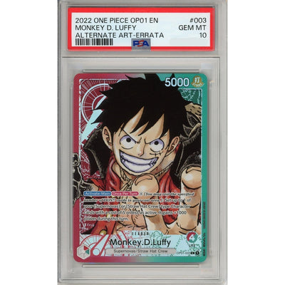 One Piece TCG One Piece Graded: Monkey D. Luffy Op01-003 Leader Alternate Art PSA 10