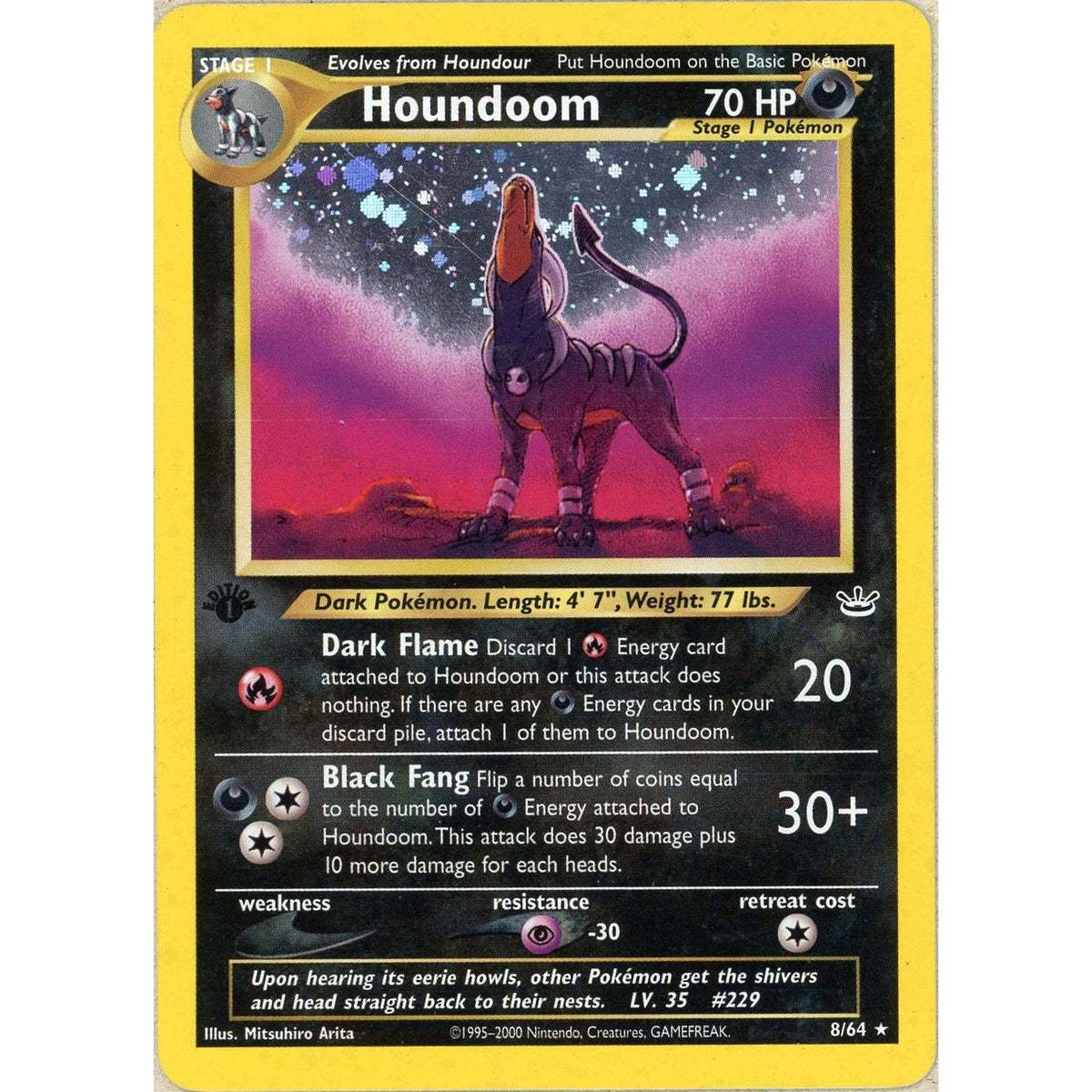 Pokémon Pokemon Single: Houndoom 1st Edition 8/64 Neo Revelations (2000) Holo NM