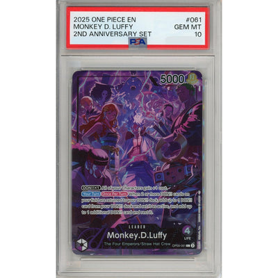 One Piece TCG One Piece Graded: Monkey D. Luffy Leader Op09-061 2nd Anniversary Set PSA 10