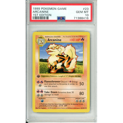 Pokémon Pokemon Graded: Arcanine 1st Edition 23/102 Base Set (1999) PSA 10