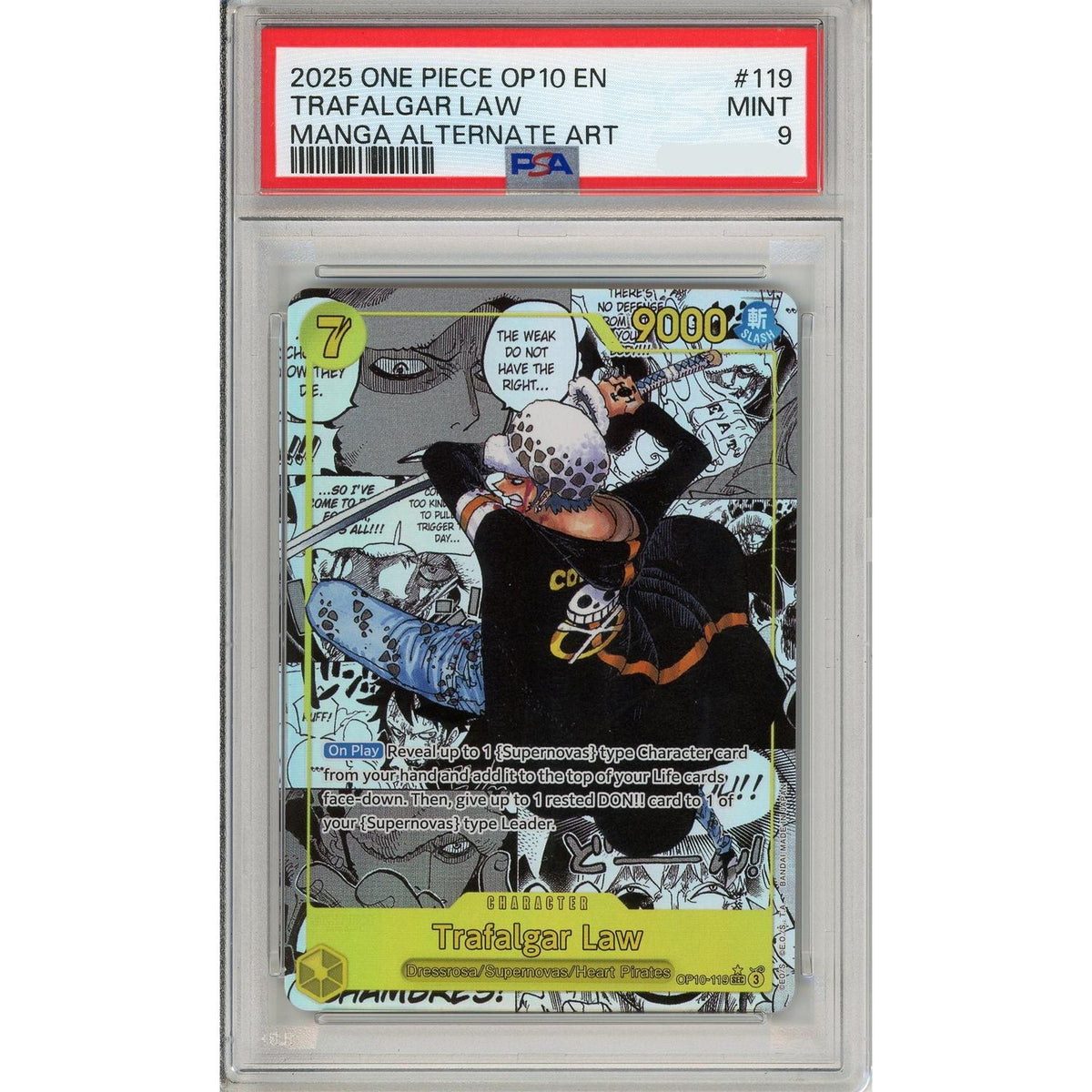 One Piece TCG One Piece Graded: Trafalgar Law Manga Alt Art Op10-119 Royal Blood PSA 9