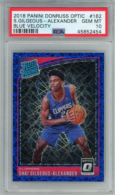 Basketball Panini Shai Gilgeous-Alexander 2018 Panini Donruss Optic Blue Velocity Rookie Card PSA 10