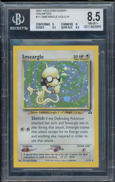 Sports BGS 8.5 Smeargle Holo R Neo Discovery Square Cut
