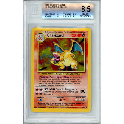Pokémon Pokemon Graded: Charizard 4/102 Base Set (1999) Beckett 8.5