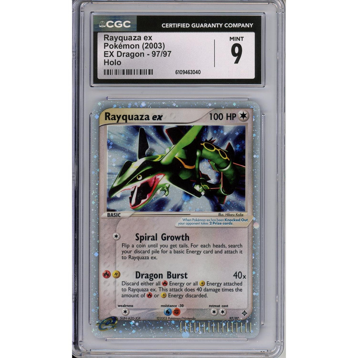 Pokémon Pokemon Graded: Rayquaza EX 97/97 EX Dragon (2003) Holo CGC 9