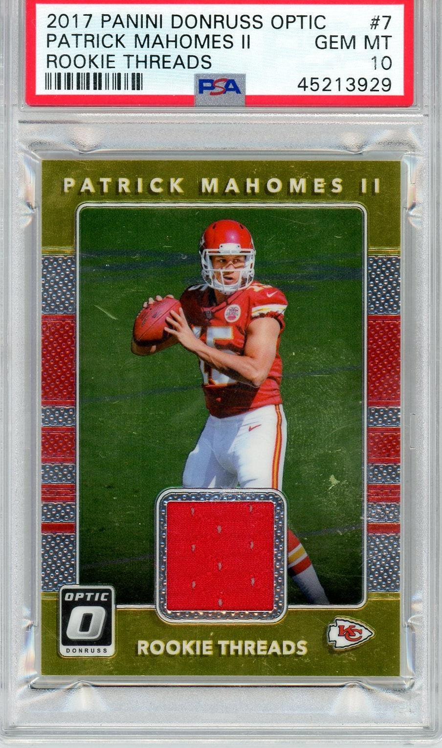 Sports Panini Patrick Mahomes 2017 Panini Donruss Optic Rookie Threads PSA 10