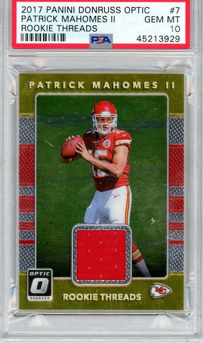 Sports Panini Patrick Mahomes 2017 Panini Donruss Optic Rookie Threads PSA 10