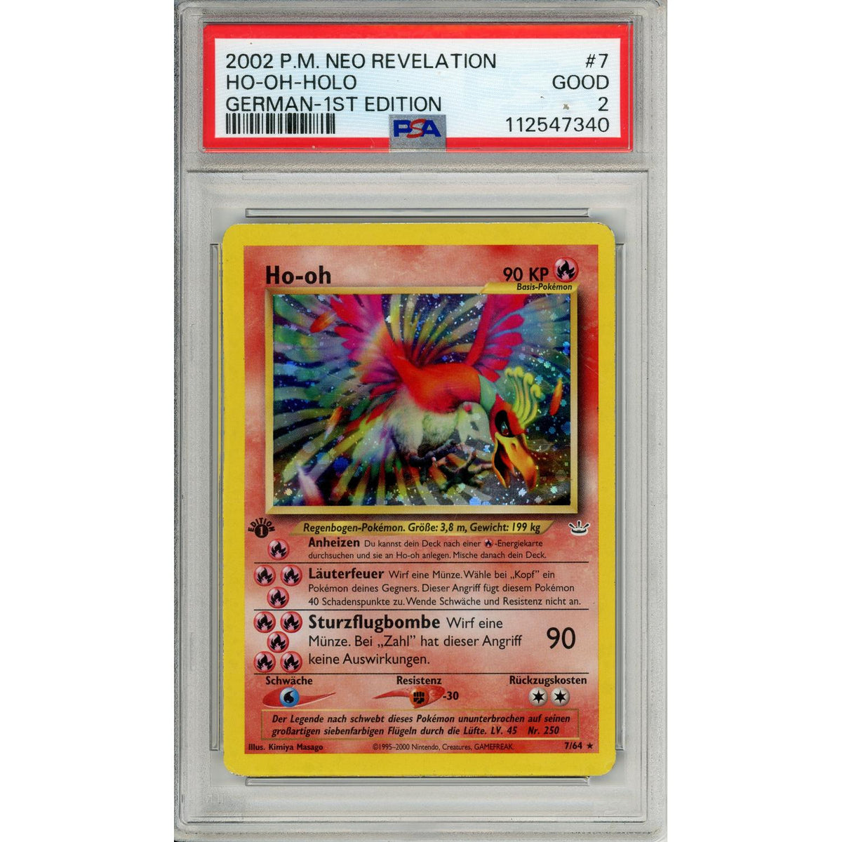Pokémon Pokemon Graded: German Ho-Oh 1st Edition 7/64 Neo Revelation (2002) Holo PSA 2