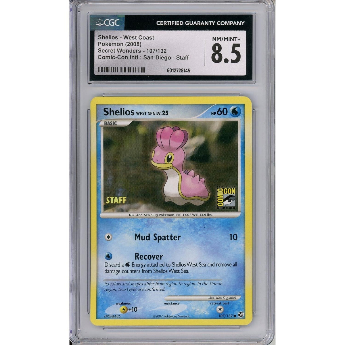 Pokémon Pokemon Graded: Shellos Staff 107/132 Secret Wonders San Diego Comic-Con CGC 8.5