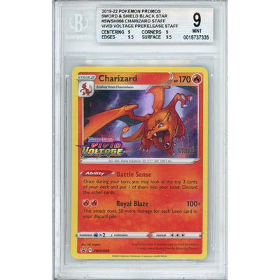 Pokémon Pokemon Graded: Charizard #Swsh066 Prerelease Staff Promo (2020) Beckett 9