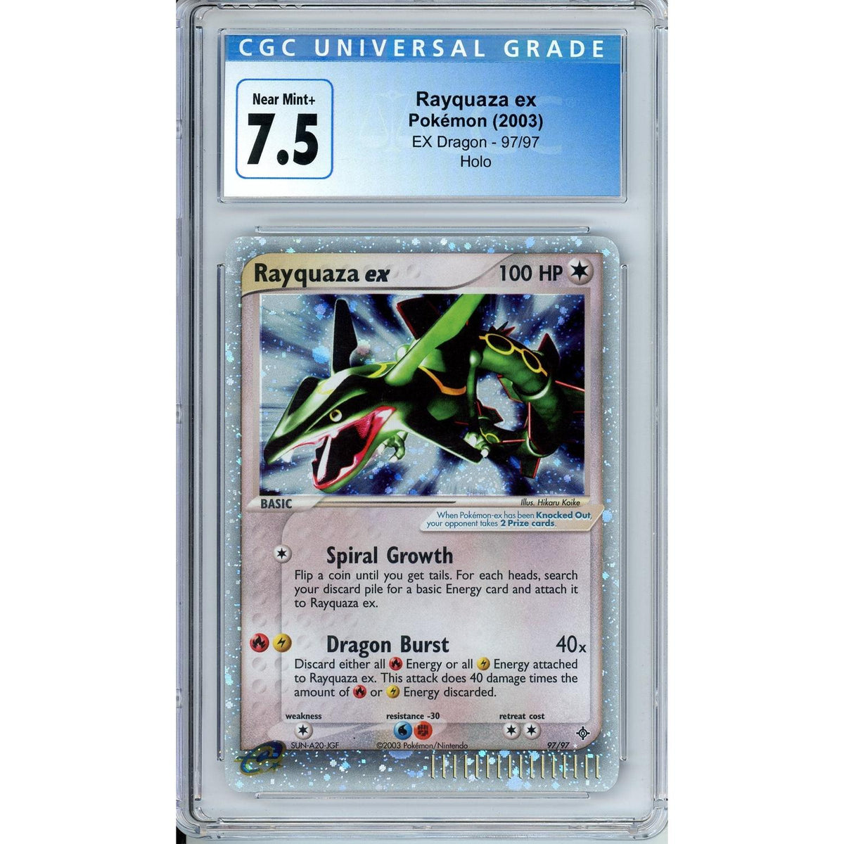 Pokémon Pokemon Graded: Rayquaza EX 97/97 EX Dragon (2003) Holo CGC 7.5