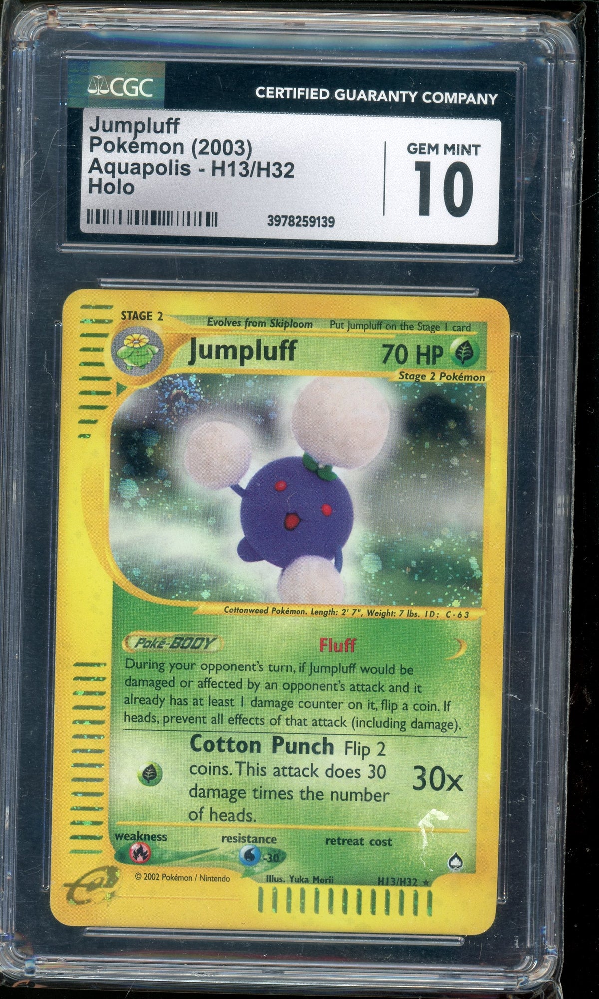 Pokémon Cgc10 Jumpluff H13 Holo