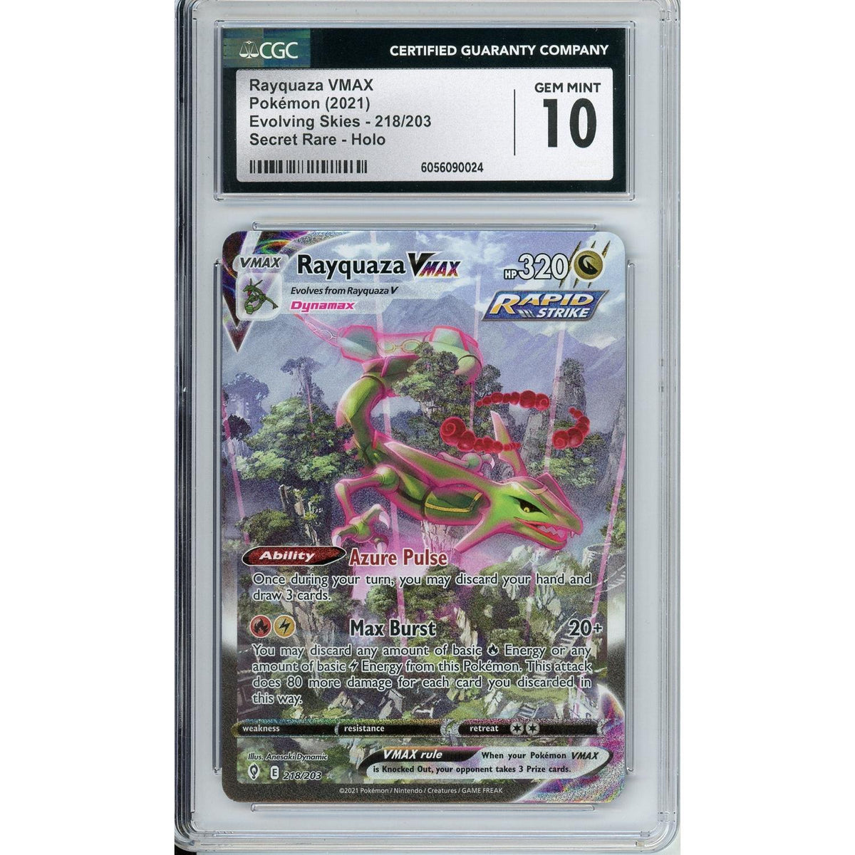Pokémon Pokemon Graded: Rayquaza VMAX 218/203 Evolving Skies (2021) Secret Rare CGC 10