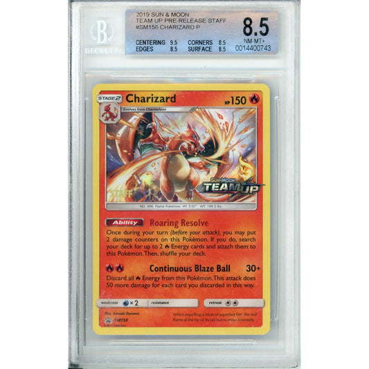 Pokémon Pokemon Graded: Charizard #Sm158 Team Up Prerelease Staff (2019) Beckett 8.5