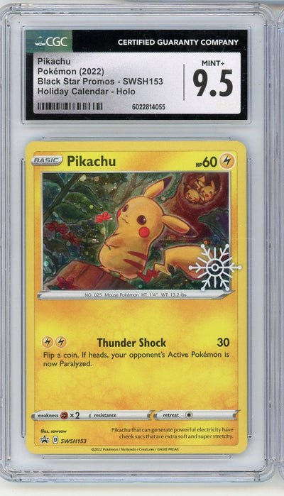 Pokémon Pikachu 2022 Pokemon Holiday Calendar Black Star Promo #Swsh153 CGC 9.5
