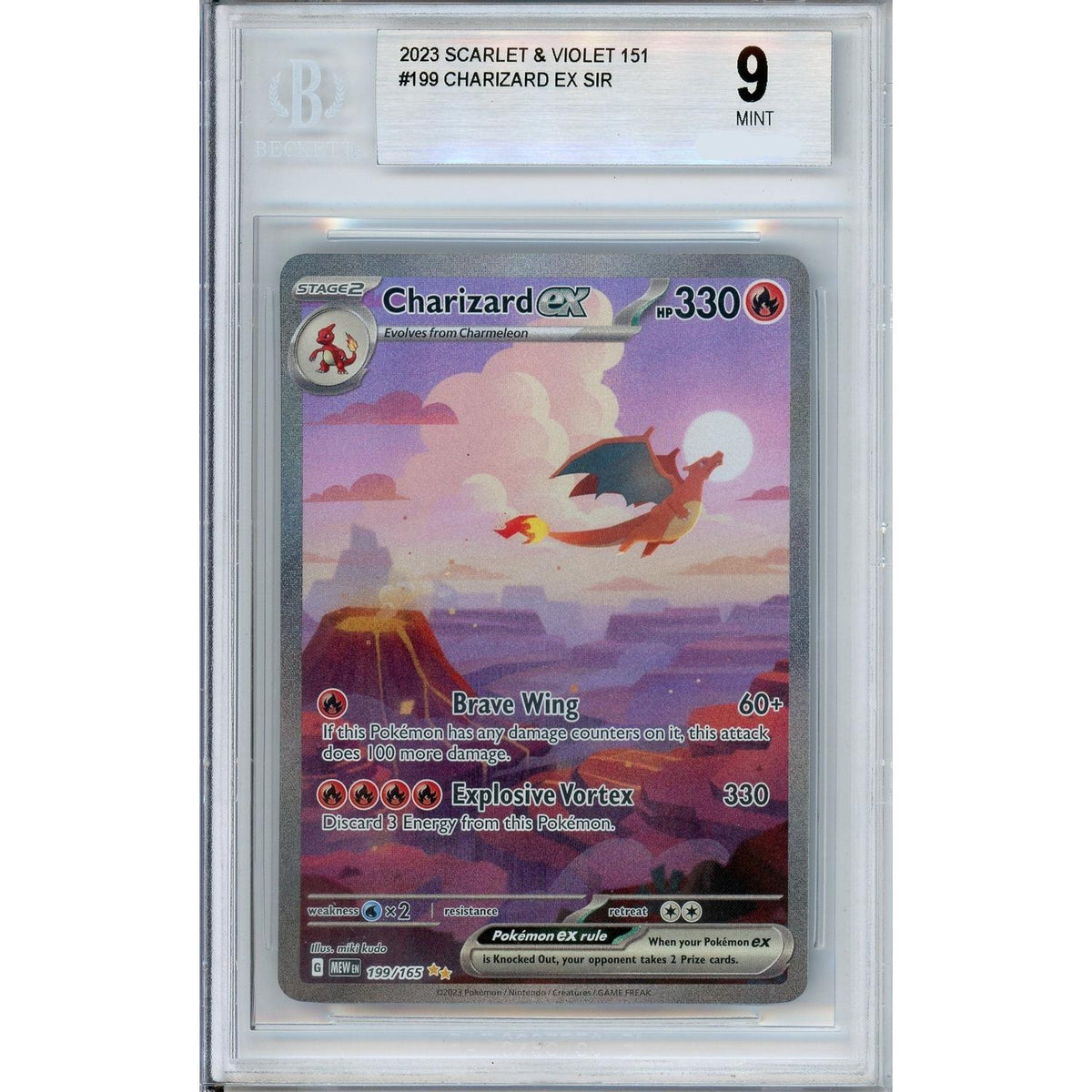 Pokémon Pokemon Graded: Charizard EX 199/165 Scarlet & Violet 151 (2023) SIR Beckett 9