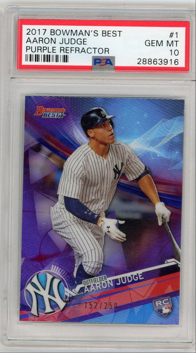 Baseball Bowman Aaron Judge 2017 Bowman'S Best Purple Refractor Rc PSA 10 #'D 152/250