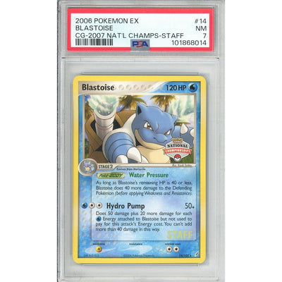 Pokémon Pokemon Graded: Blastoise 14/100 National Championships Staff (2006) Stamped PSA 7