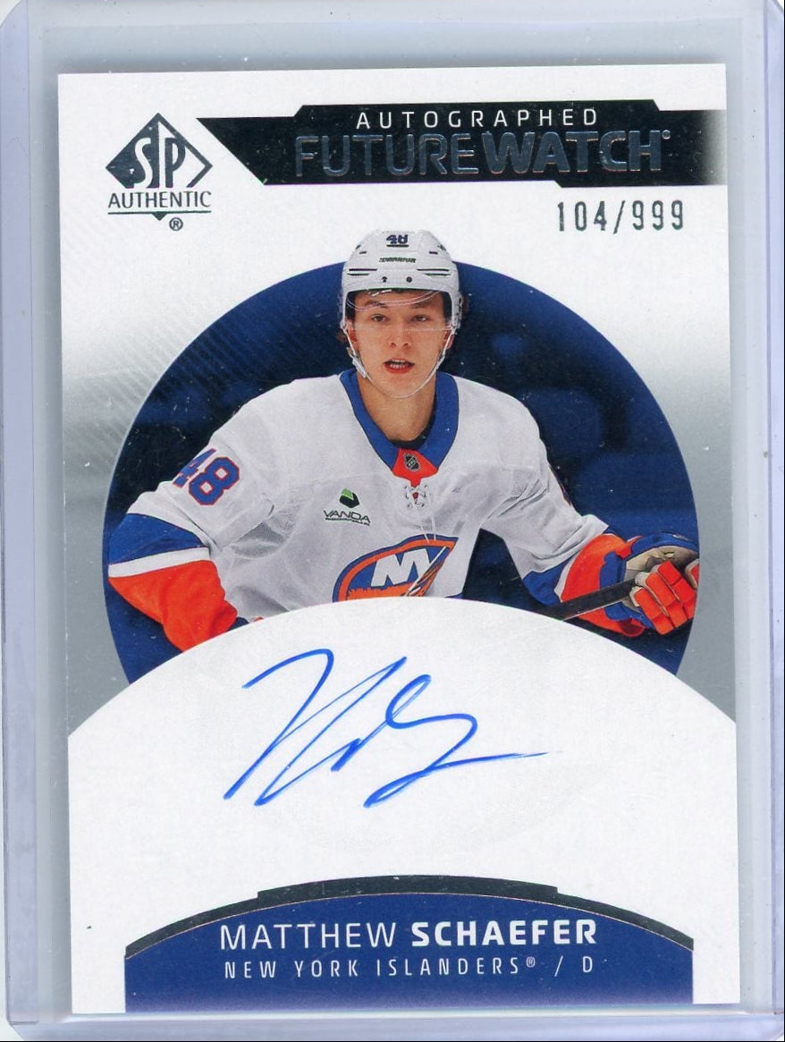 Hockey Matthew Schaefer 2025-26 SP Authentic Autographed Future Watch #'D 104/999