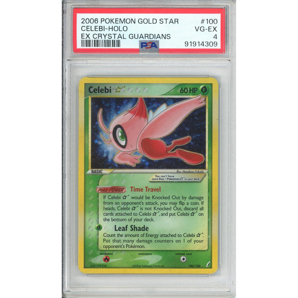 Pokémon Pokemon Graded: Celebi Gold Star 100/100 EX Crystal Gaurdians (2006) Holo PSA 4