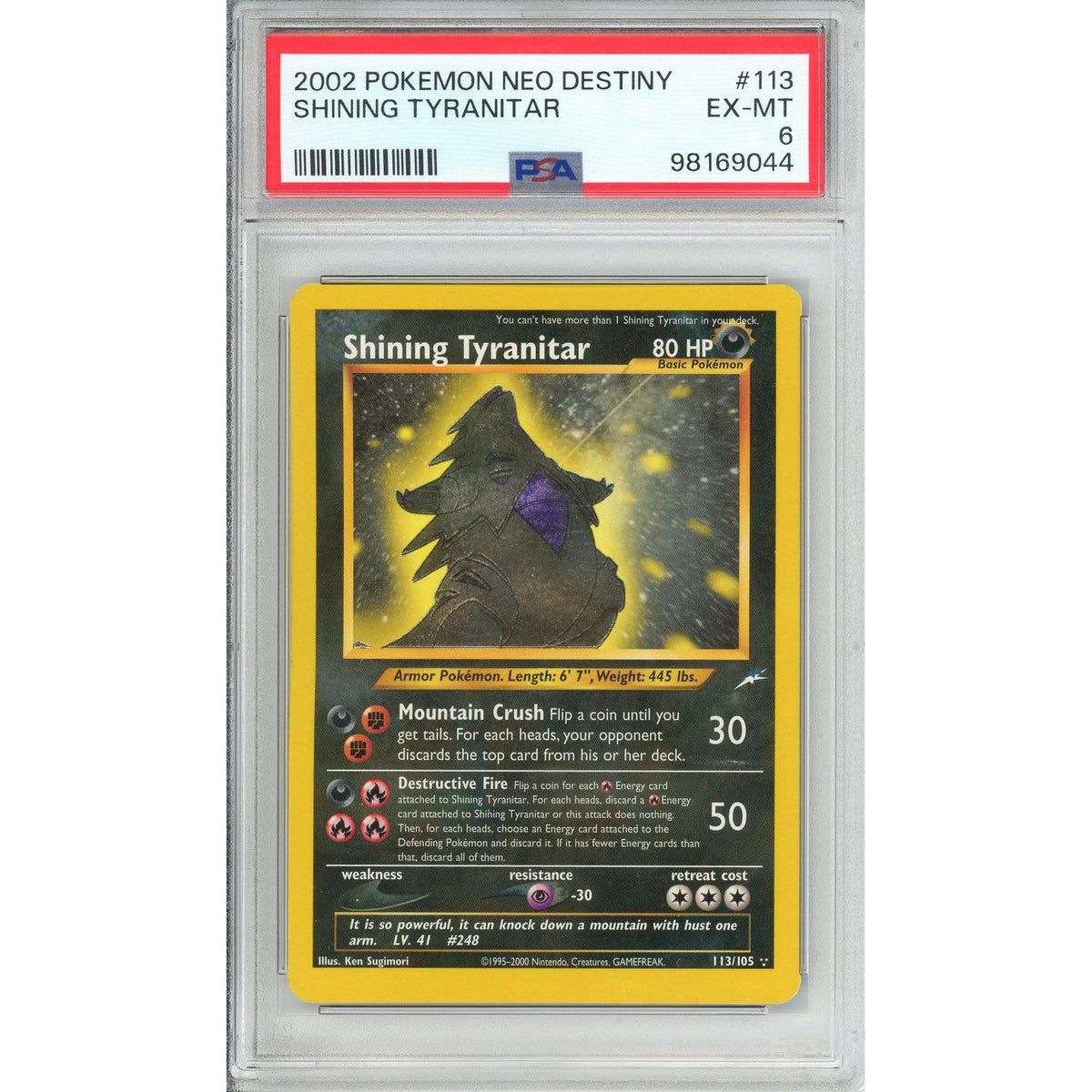 Pokémon Pokemon Graded: Shining Tyranitar 113/105 Neo Destiny (2002) Holo PSA 6