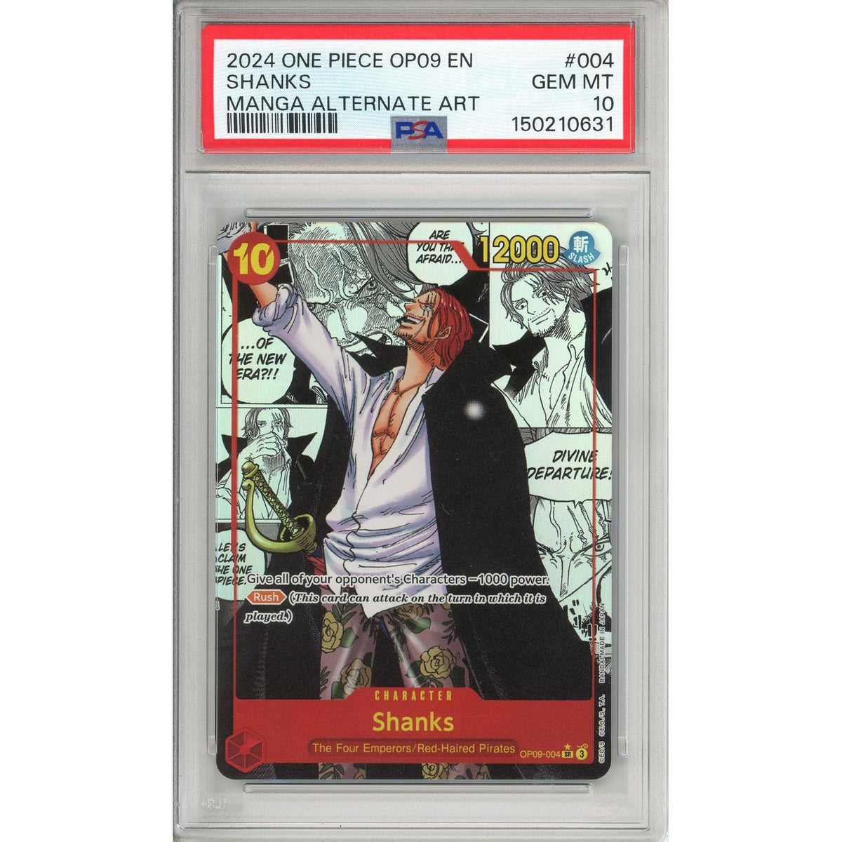 One Piece TCG One Piece Graded: Shanks Op09-004 Emperors Of The New World (2024) Manga Alt Art PSA 10
