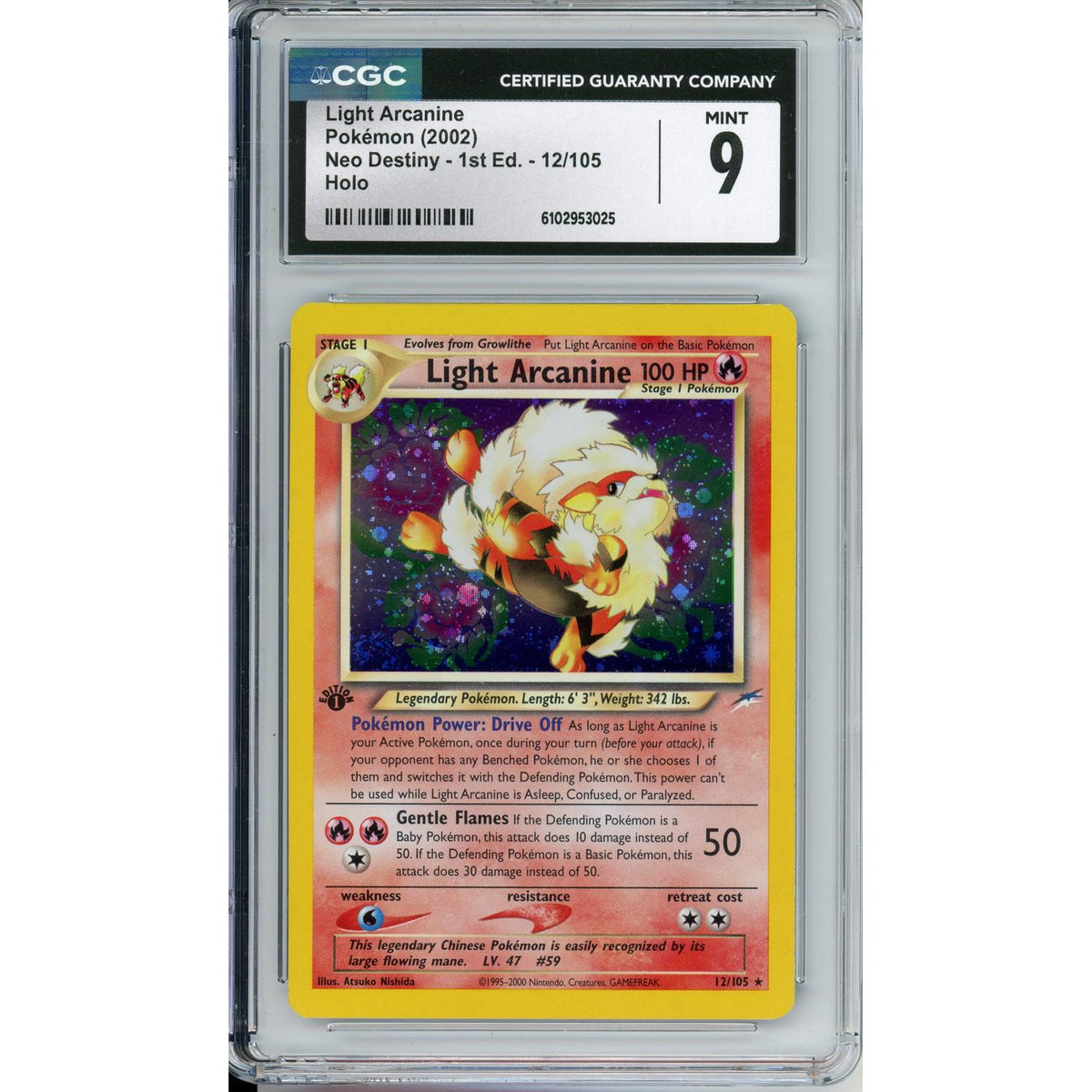Pokémon Pokemon Graded: Light Arcanine 1st Edition 12/105 Neo Destiny (2002) Holo CGC 9