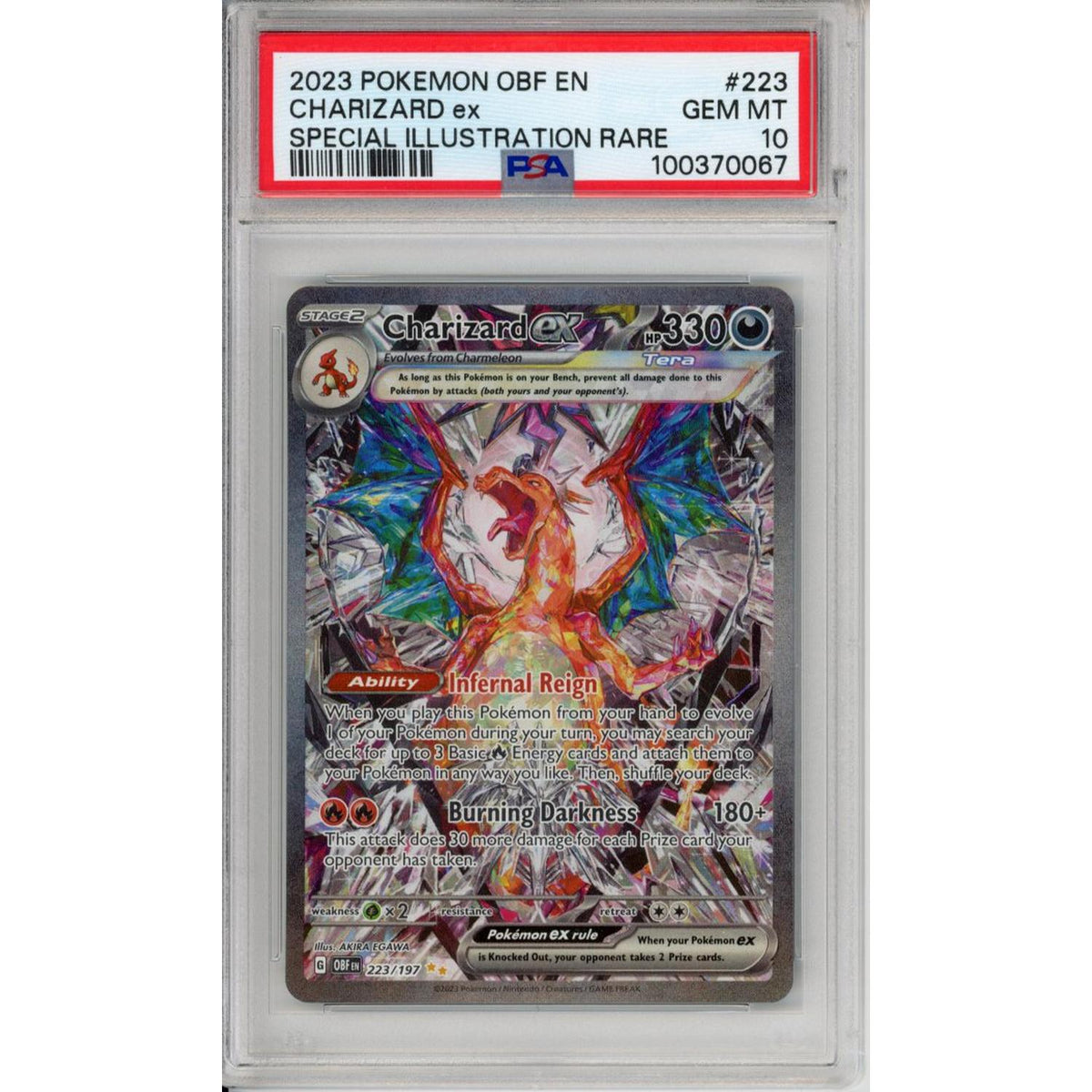 Pokémon Pokemon Graded: Charizard EX 223/197 Obsidian Flames (2023) SIR Holo PSA 10