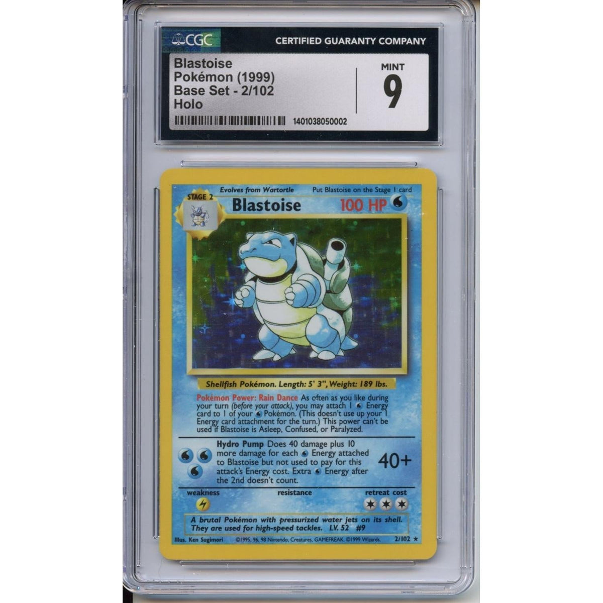Pokémon Pokemon Graded: Blastoise 2/102 Base Set (1999) Holo CGC 9