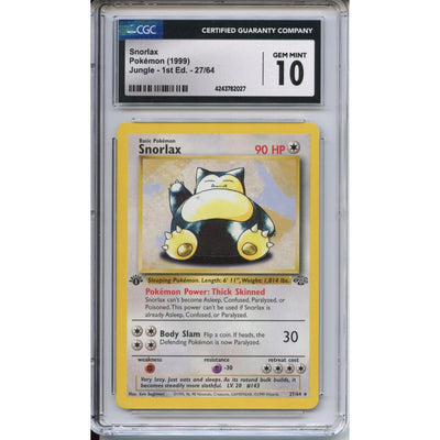 Pokémon Pokemon Graded: Snorlax 1st Edition 27/64 Jungle (1999) CGC 10