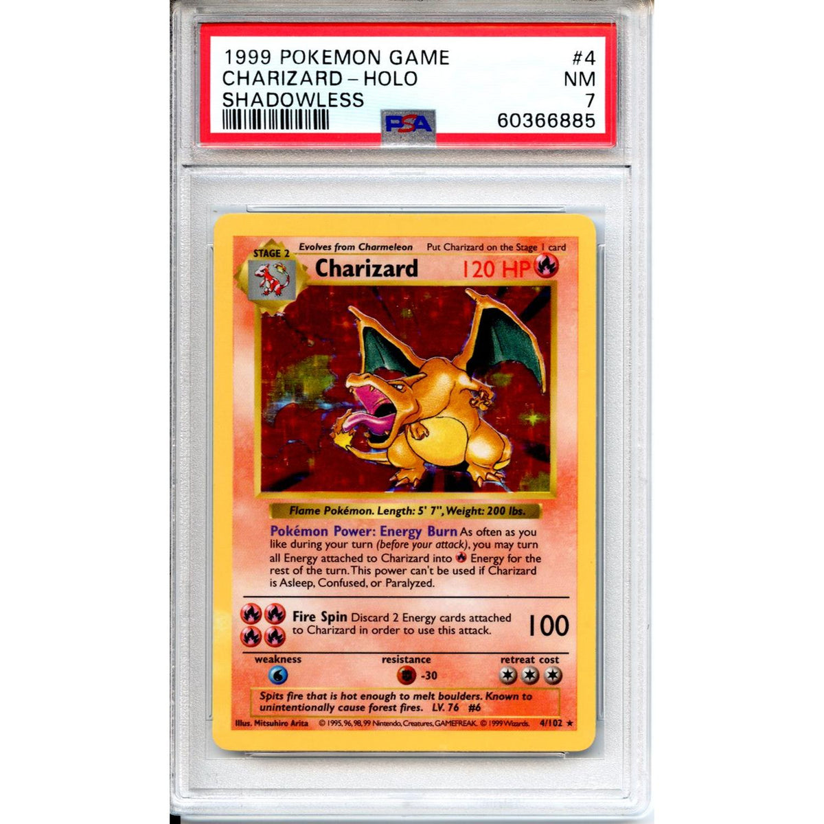 Pokémon Pokemon Graded: Shadowless Charizard PSA 7