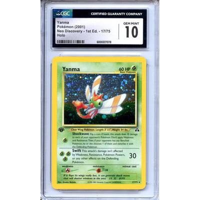 Pokémon Pokemon Graded: Yanma 1st Edition 17/75 Neo Discovery (2001) Holo CGC 10
