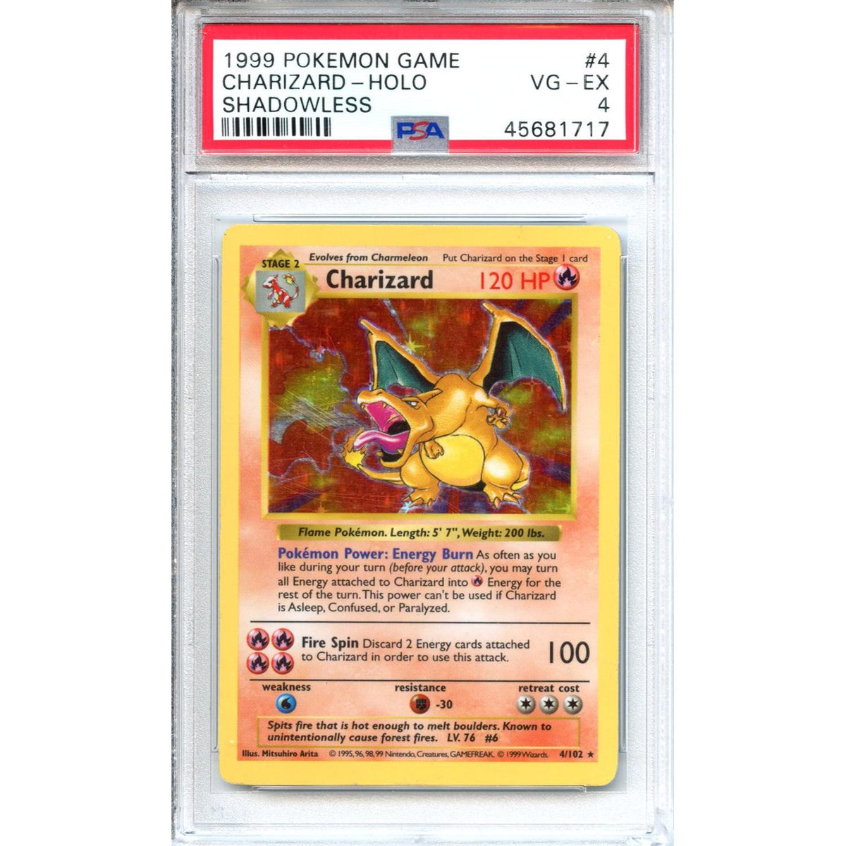 Pokémon Pokemon Graded: Shadowless Charizard PSA 4