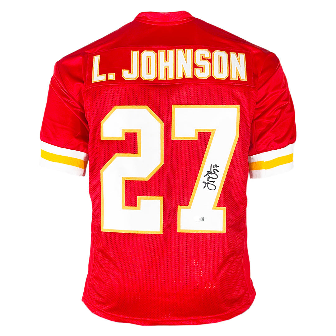 Larry Johnson Signed Kansas City Red Football Jersey (Beckett)