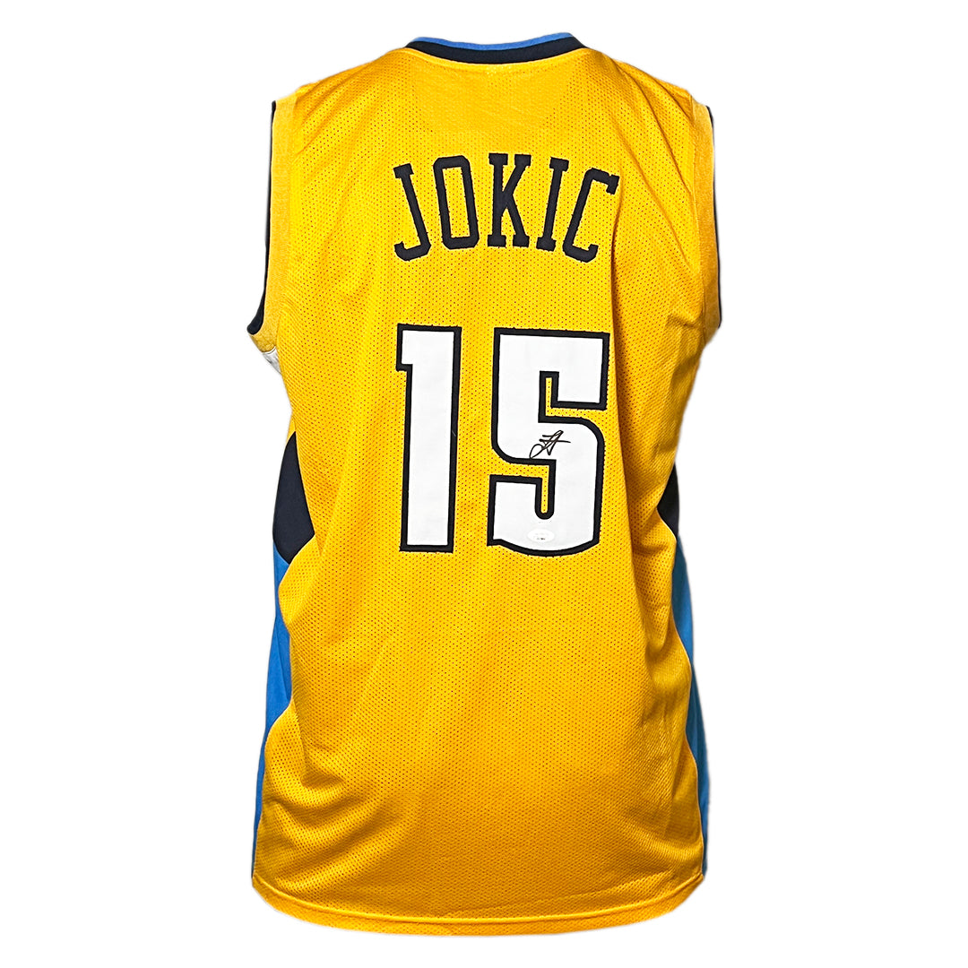 Nikola Jokic Signed Denver Yellow Basketball Jersey (Jsa)