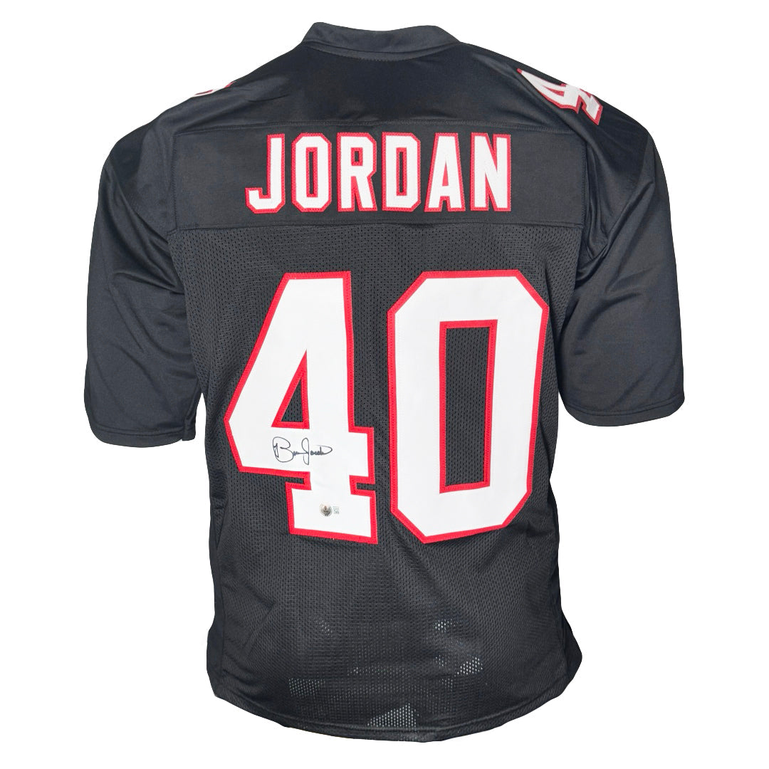 Brian Jordan Signed Atlanta Black Football Jersey (Beckett)